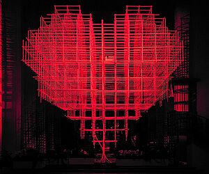 installation HEART with red light